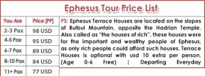 Ephesus Tour Price List 7